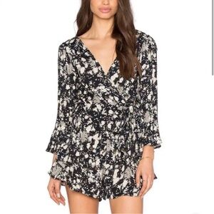 Free People Black and Cream Patterned Fabric